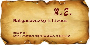 Matyasovszky Elizeus névjegykártya